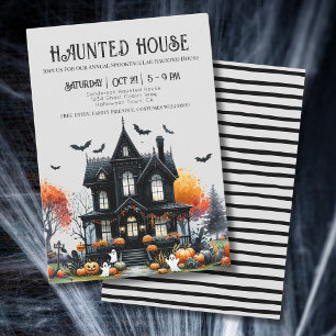 Gruseliges Halloween Spukhaus Einladung