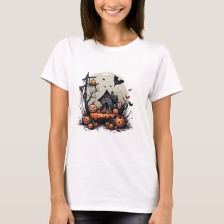 Gruseliges Halloween Spukhaus mit Jack-O'-Lantern T-Shirt
