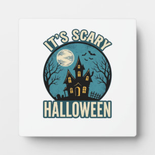 Gruseliges Halloween Spukhaus Vintage-Shirt-Design Fotoplatte
