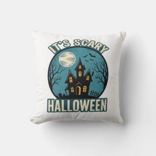 Gruseliges Halloween Spukhaus Vintage-Shirt-Design Kissen