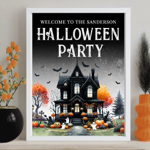 Gruseliges Haus Halloween Party Schild