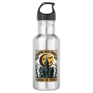 Gruseliges Haus-Shirt mit graviertem spooky manor  Edelstahlflasche