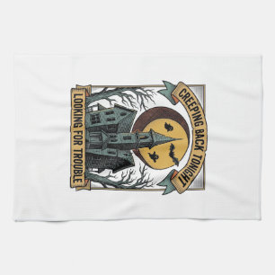 Gruseliges Haus-Shirt mit graviertem spooky Manor Geschirrtuch