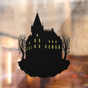 Gruseliges Herrenhaus als Silhouette Fensteraufkleber