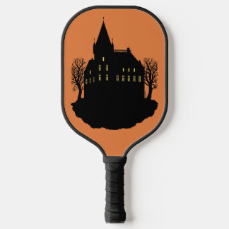 Gruseliges Herrenhaus als Silhouette Pickleball Schläger