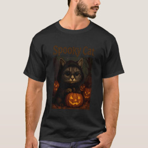 Gruseliges Katze Halloween-Shirt Süße Gothic-Kätzc T-Shirt