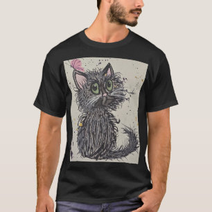 Gruseliges Katze Herren T-Shirt mit kurzem Ärmel