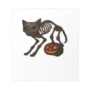 Gruseliges Katzenskelett Halloween-Geschenk Classi Notizblock