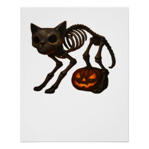 Gruseliges Katzenskelett Halloween-Geschenk Classi Poster
