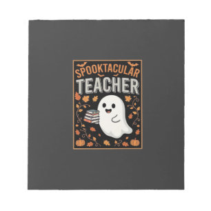 Gruseliges Lehrer-Halloween-Geister-Design_1 Notizblock