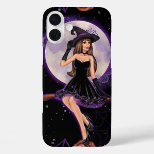 GRUSELIGES LILA & ORANGE HALLOWEEN SCHÖNE FRAU iPhone 16 PLUS HÜLLE