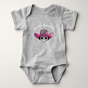 Gruseliges Mädchen Halloween, Skelett-Cowgirl-Body Baby Strampler