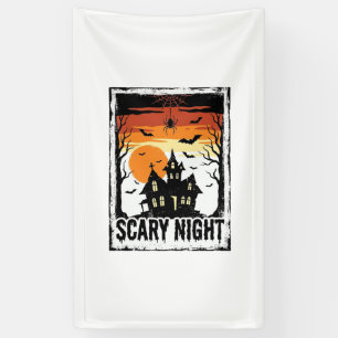 Gruseliges Nacht Spukhaus Vintage Halloween-Shirt_ Banner