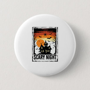 Gruseliges Nacht Spukhaus Vintage Halloween-Shirt_ Button