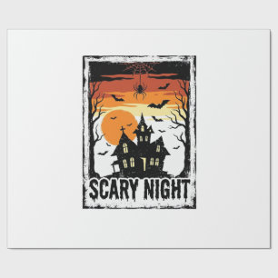 Gruseliges Nacht Spukhaus Vintage Halloween-Shirt_ Geschenkpapier