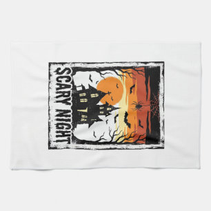 Gruseliges Nacht Spukhaus Vintage Halloween-Shirt_ Geschirrtuch