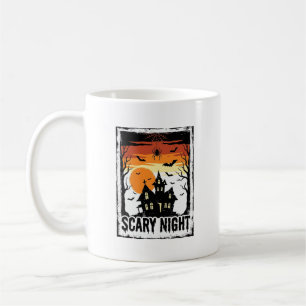 Gruseliges Nacht Spukhaus Vintage Halloween-Shirt_ Kaffeetasse