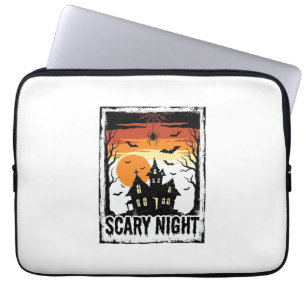 Gruseliges Nacht Spukhaus Vintage Halloween-Shirt_ Laptopschutzhülle