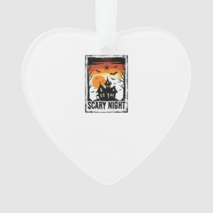 Gruseliges Nacht Spukhaus Vintage Halloween-Shirt_ Ornament