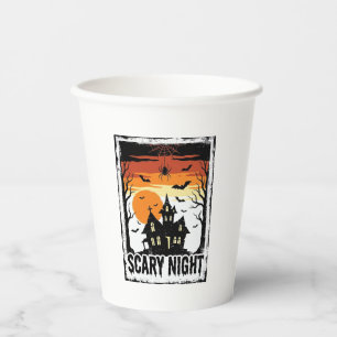 Gruseliges Nacht Spukhaus Vintage Halloween-Shirt_ Pappbecher