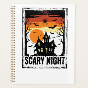 Gruseliges Nacht Spukhaus Vintage Halloween-Shirt_ Planer
