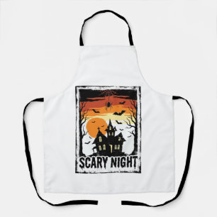 Gruseliges Nacht Spukhaus Vintage Halloween-Shirt_ Schürze