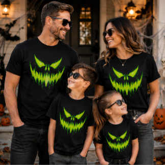 Gruseliges Neonschreckgesicht Halloween Grafik T-S T-Shirt