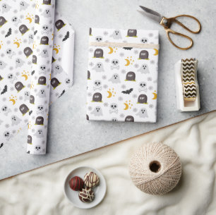 Gruseliges Schwarz-Weiß-Halloween-Geschenkpapier R Geschenkpapier