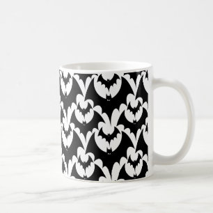 Gruseliges schwarzes Fledermäuse-Muster Halloween Kaffeetasse