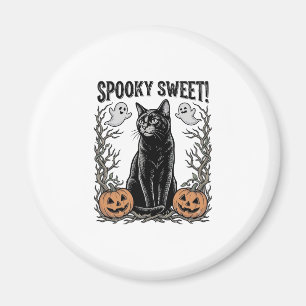 Gruseliges schwarzes Katze Vintage-Halloween-Stick Magnet