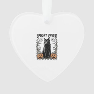Gruseliges schwarzes Katze Vintage-Halloween-Stick Ornament