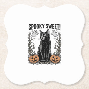 Gruseliges schwarzes Katze Vintage-Halloween-Stick Untersetzer