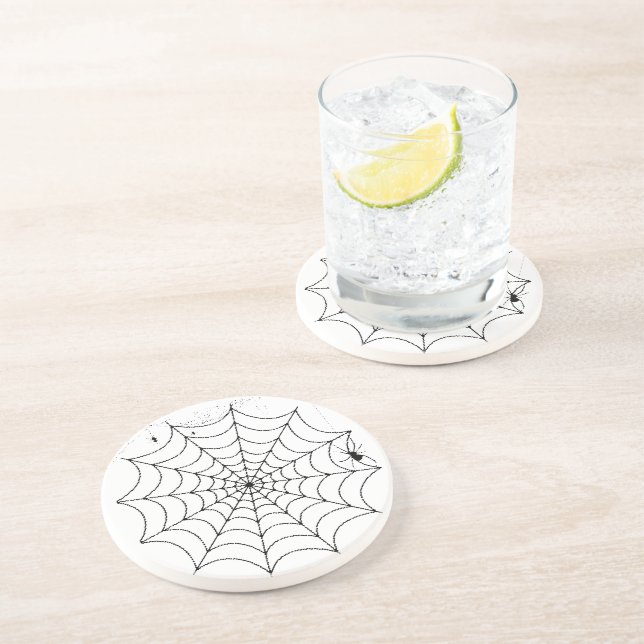 Gruseliges Spinnennetz Halloween Getränkeuntersetzer (Seite)