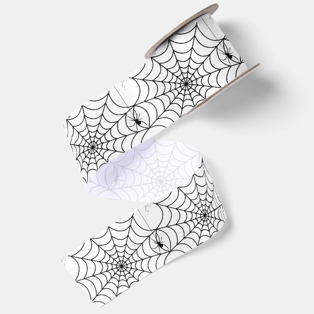 Gruseliges Spinnennetz Halloween Satinband (Rückseite)