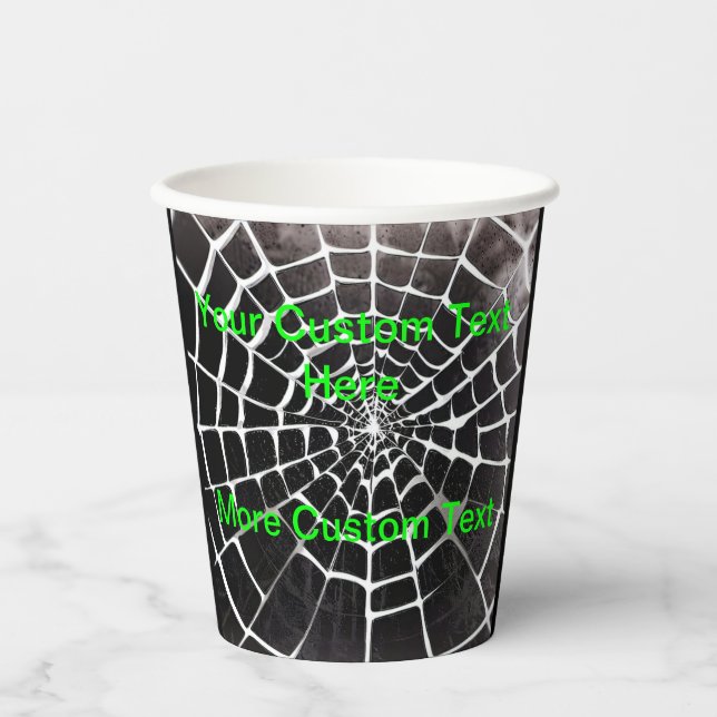 Gruseliges Spinnennetz-Muster Halloween individuel Pappbecher (Vorderseite)