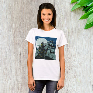 Gruseliges Spukhaus Fledermäuse Vollmond T-Shirt