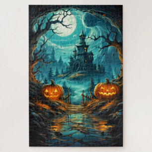 Gruseliges Spukhaus Frohes Halloween Puzzle