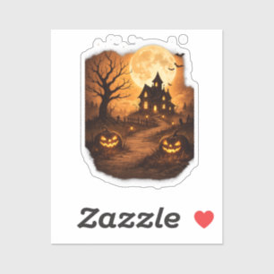 Gruseliges Spukhaus Halloween  Aufkleber