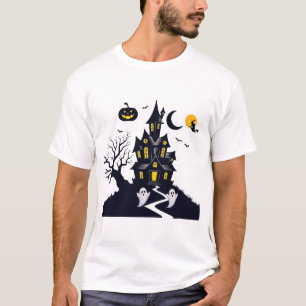 Gruseliges Spukhaus Halloween-Geister & Vollmond T-Shirt