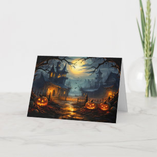 Gruseliges Spukhaus Halloween Karte