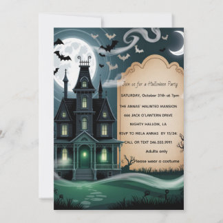 Gruseliges Spukhaus Halloween-Party Einladung