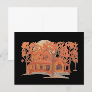 Gruseliges Spukhaus Halloween Postkarte