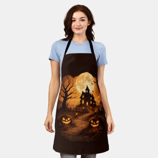 Gruseliges Spukhaus Halloween  Schürze (Getragen)