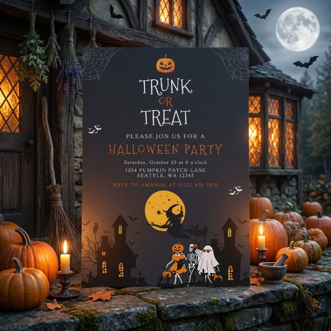 Gruseliges Spukhaus Koffer oder Behandle Halloween Einladung (Von Creator hochgeladen)