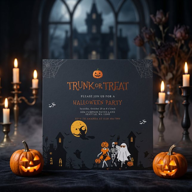 Gruseliges Spukhaus Koffer oder Behandle Halloween Einladung (Von Creator hochgeladen)