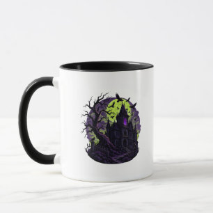 Gruseliges Spukhaus und Halloween-Kunst der Raben Tasse