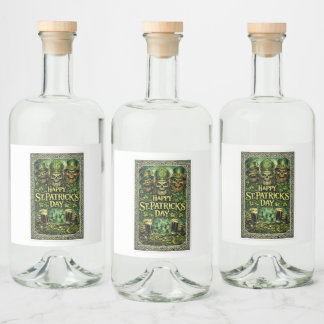 Gruseliges und dunkles St.-Patricks-Tag-Design Alkoholflaschenetikett