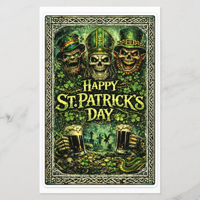 Gruseliges und dunkles St.-Patricks-Tag-Design Flyer (Vorne)