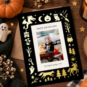Gruseliges Vintage-Halloween-Foto Folien Feiertagskarte