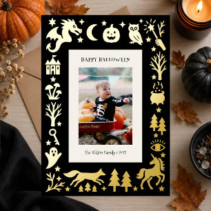 Gruseliges Vintage-Halloween-Foto Folien Feiertagskarte